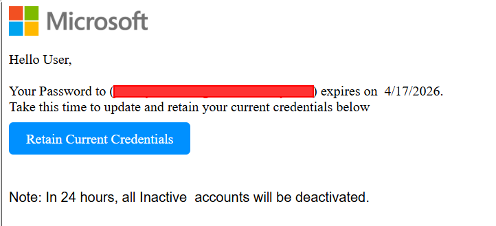 Microsoft 365 password-expiry lure with a 