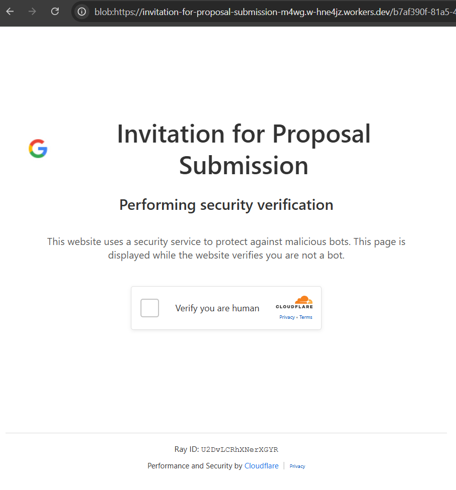 Cloudflare-styled verification interstitial shown immediately after the press-and-hold check, completing the two-layer verification gate that filters scanners