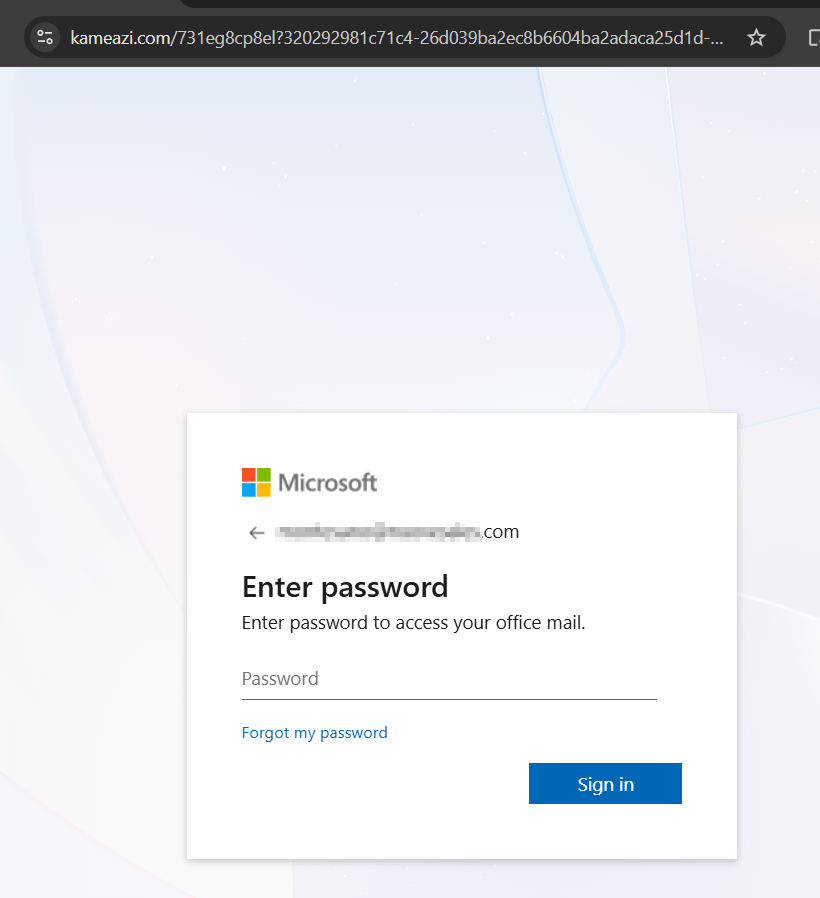 Adversary-in-the-Middle fake Microsoft login